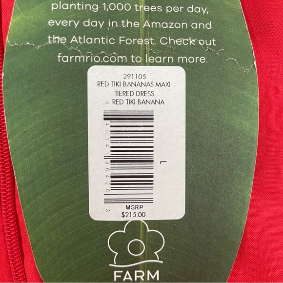 FARM Rio Red Tiki Bananas Tiered Maxi Dress Large NWT - Picture 12 of 15